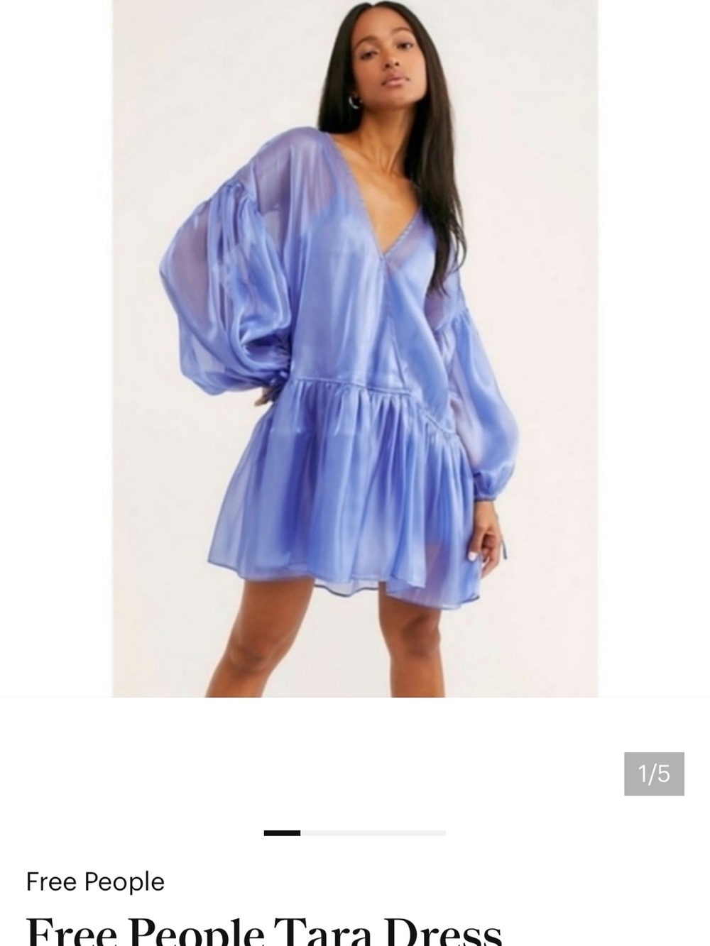 Free People Sheer V-Neck Mini Dress in Periwinkle